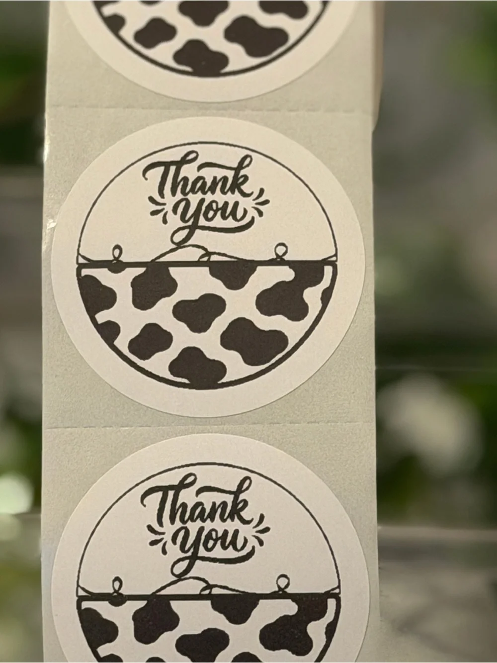 Cow Print Thank You Stickers 2” Round 200 Pack Cute Small Business Labels